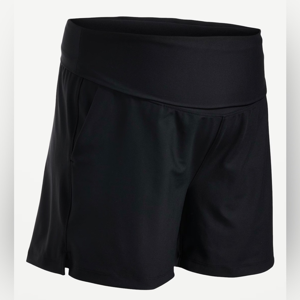Maternity black small Rollover-Waist PowerSoft Activewear Shorts